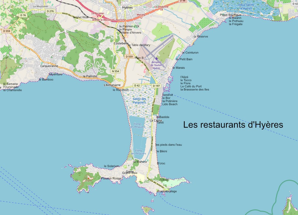 plan des restaurants Hyères