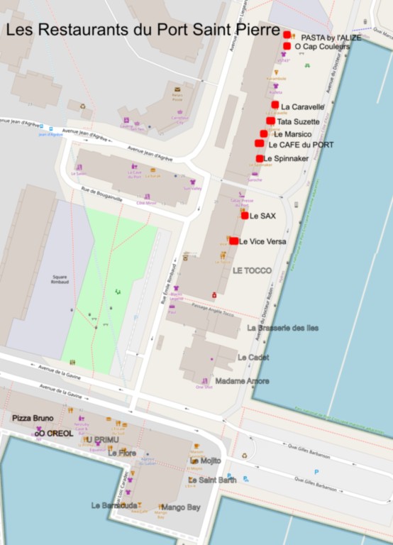 plan des restaurants du port de Hyères